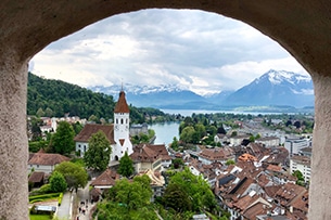 Svizzera, Trenino Verde delle Alpi coni bambini, Thun dal castello