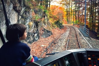 Treno del foliage con bambini