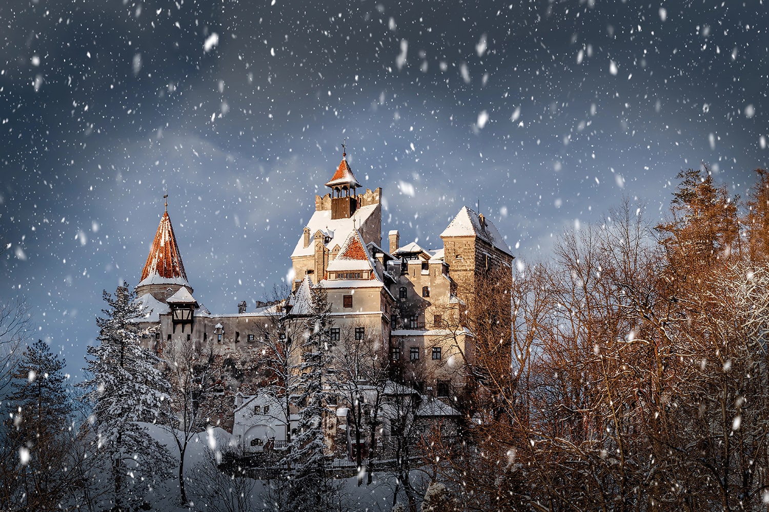 Castello di Bran, Romania, in inverno